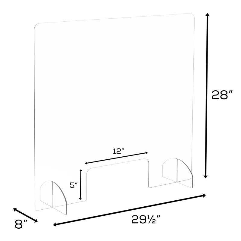 Portable Freestanding 28"H Acrylic Sneeze Guard with Document Pass-Through
