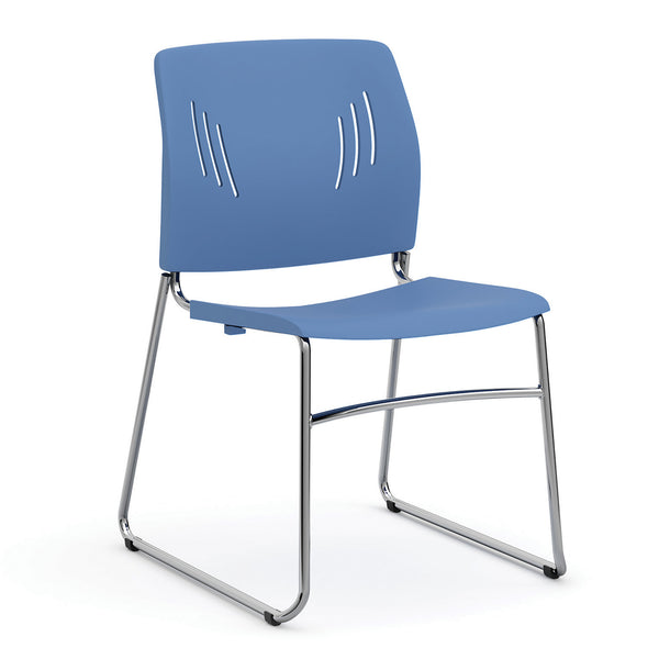 OfficeSource Stacked Seating Armless Stackable Side Chair with Chrome Frame