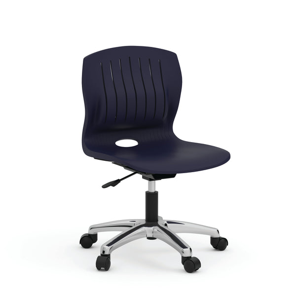 OfficeSource Slash Collection Armless Poly Swivel Chair with Chrome Frame