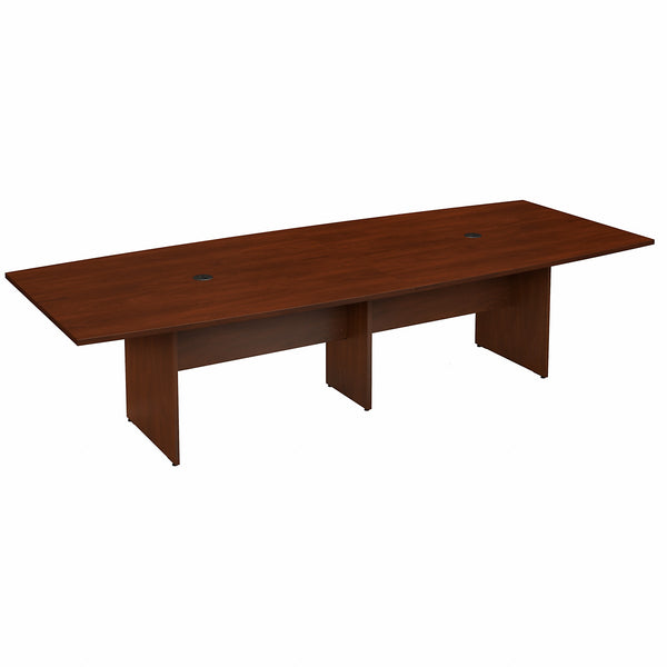 Bush Business Furniture 120W x 48D Boat Shaped Conference Table with Wood Base