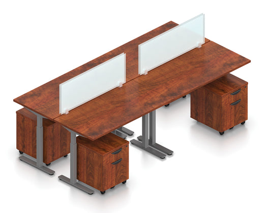 Offices To Go Superior Laminate 4 Person Height Adjustable Ergonomic Sit To Stand Workstation | Layout SL-8