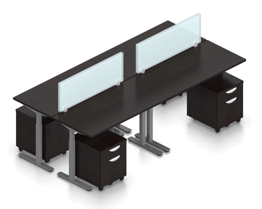 Offices To Go Superior Laminate 4 Person Height Adjustable Ergonomic Sit To Stand Workstation | Layout SL-8