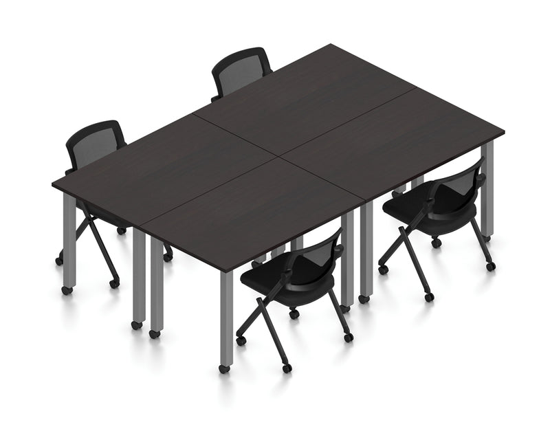 Offices To Go 4 Person Mobile Table Configuration with Nesting Chairs | Layout SL-9