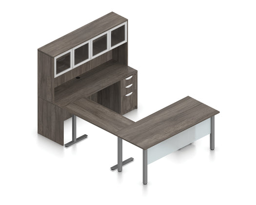 Offices To Go Superior Laminate Ergonomic U-Desk with Hutch and Storage | Layout SL-3