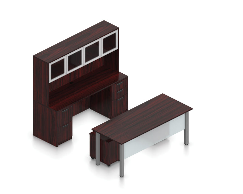 Offices To Go Superior Laminate Executive Writing Desk with Hutch and Storage | Layout SL-2