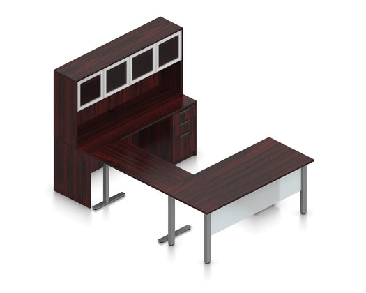 Offices To Go Superior Laminate Ergonomic U-Desk with Hutch and Storage | Layout SL-3