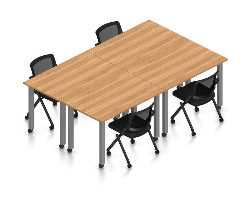 Offices To Go 4 Person Mobile Table Configuration with Nesting Chairs | Layout SL-9