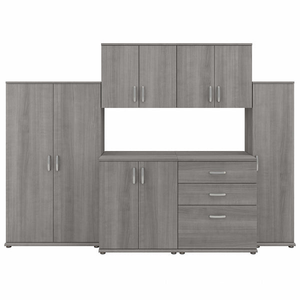 Bush Business Furniture Universal 6 Piece Modular Closet Storage Set with Floor and Wall Cabinets