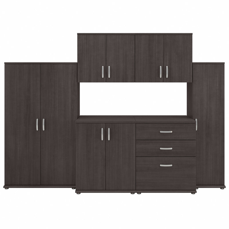 Bush Business Furniture Universal 6 Piece Modular Closet Storage Set with Floor and Wall Cabinets