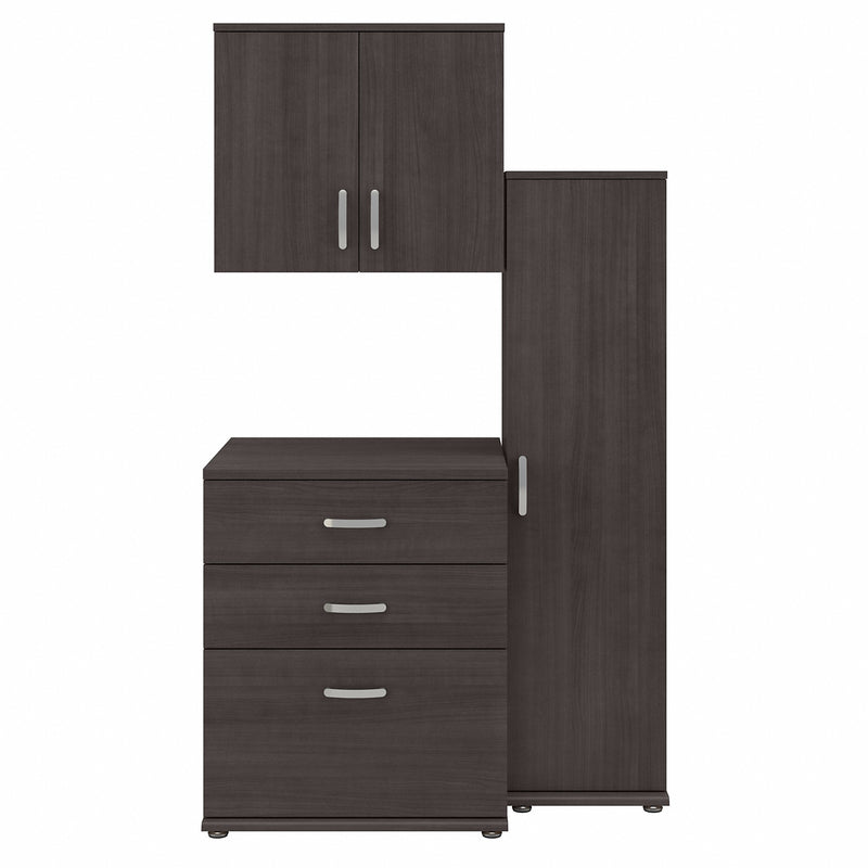 Bush Business Furniture Universal 3 Piece Modular Closet Storage Set with Floor and Wall Cabinets