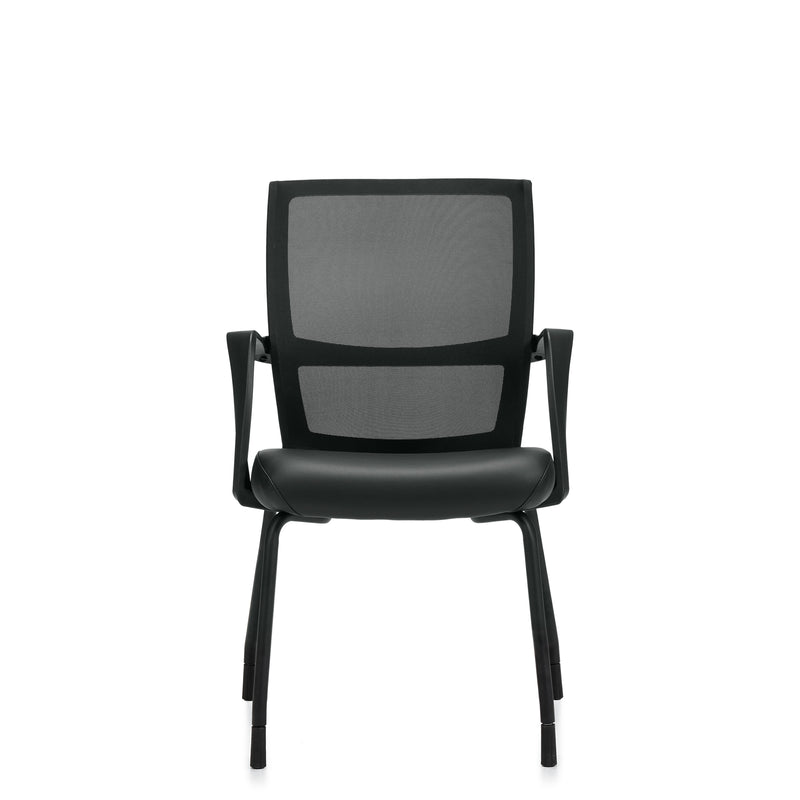 Low Back Mesh Armchair with Luxhide Seat | OTG13050B - Parlor City Furniture