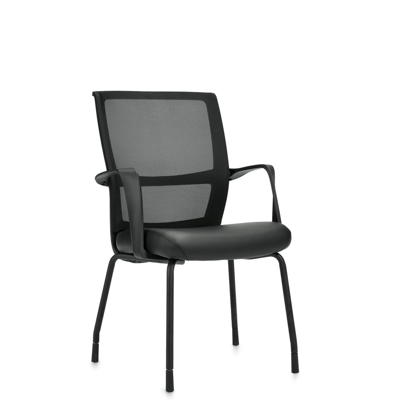 Low Back Mesh Armchair with Luxhide Seat | OTG13050B - Parlor City Furniture