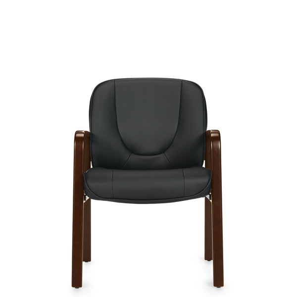 Luxhide Guest Chair with Wood Accents | OTG11770B - Parlor City Furniture