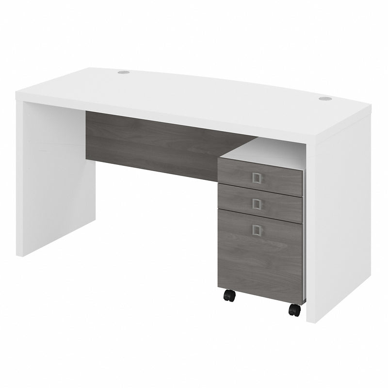 Office by kathy ireland® Echo Bow Front Desk with Mobile File Cabinet