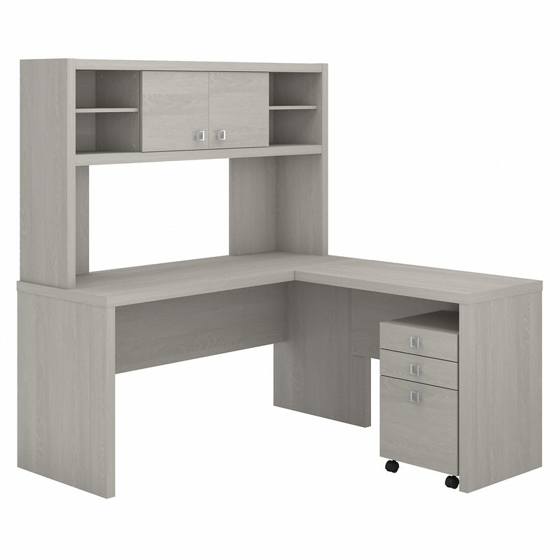 Office by kathy ireland® Echo L Shaped Desk with Hutch and Mobile File Cabinet
