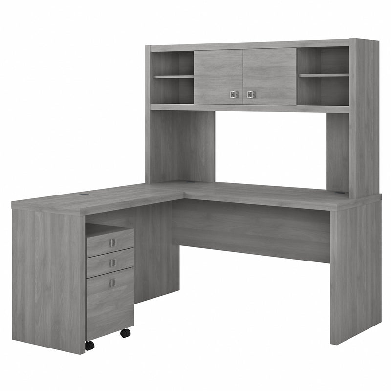 Office by kathy ireland® Echo L Shaped Desk with Hutch and Mobile File Cabinet