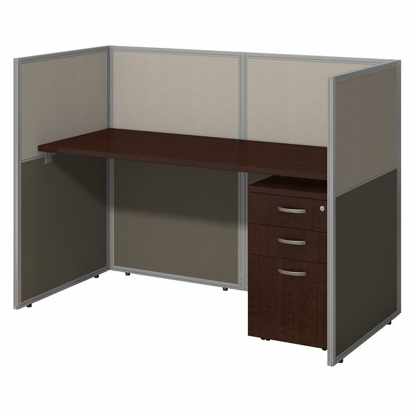 Bush Business Furniture Easy Office 60W Cubicle Desk with File Cabinet and 45H Closed Panels Workstation
