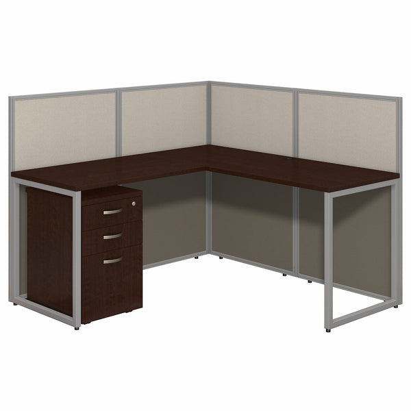 Bush Business Furniture Easy Office 60W L Shaped Cubicle Desk with File Cabinet and 45H Panels
