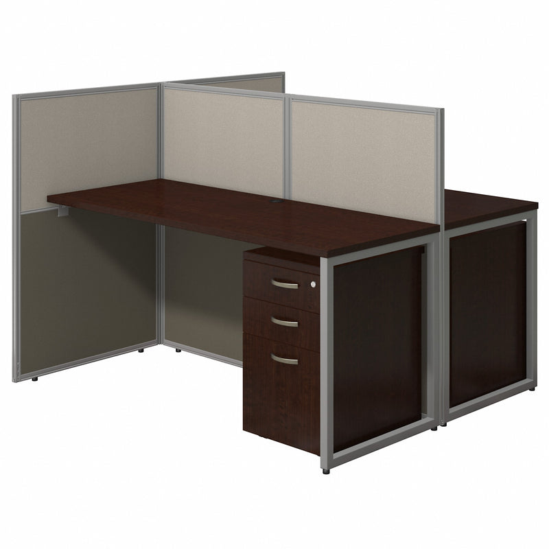Bush Business Furniture Easy Office 60W 2 Person Cubicle Desk with File Cabinets and 45H Panels