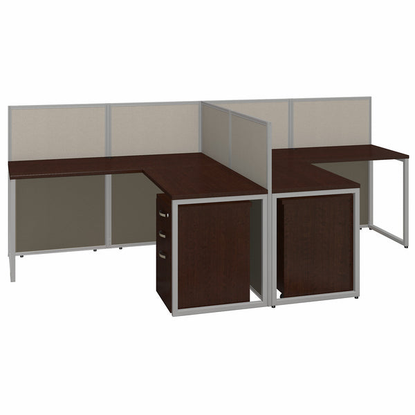 Bush Business Furniture Easy Office 60W 2 Person L Shaped Cubicle Desk with Drawers and 45H Panels
