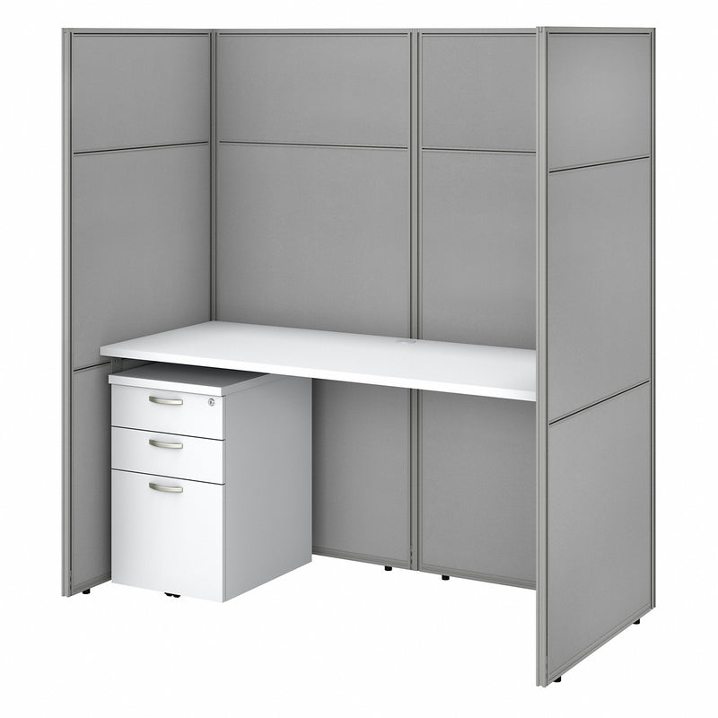 Bush Business Furniture Easy Office 60W Cubicle Desk with File Cabinet and 66H Closed Panels Workstation