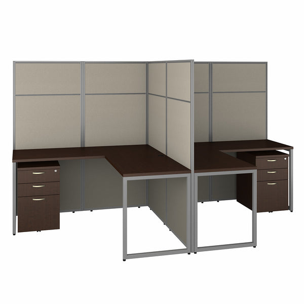 Bush Business Furniture Easy Office 60W 2 Person L Shaped Cubicle Desk with Drawers and 66H Panels