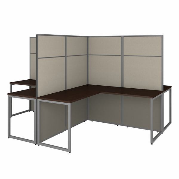 Bush Business Furniture Easy Office White 2 Person L Shaped Cubicle Desk  with Drawers and 45H Panels