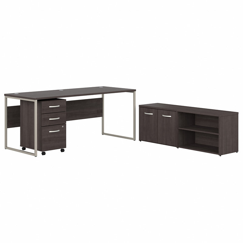Bush Business Furniture Hybrid 72W x 30D Computer Table Desk with Storage and Mobile File Cabinet