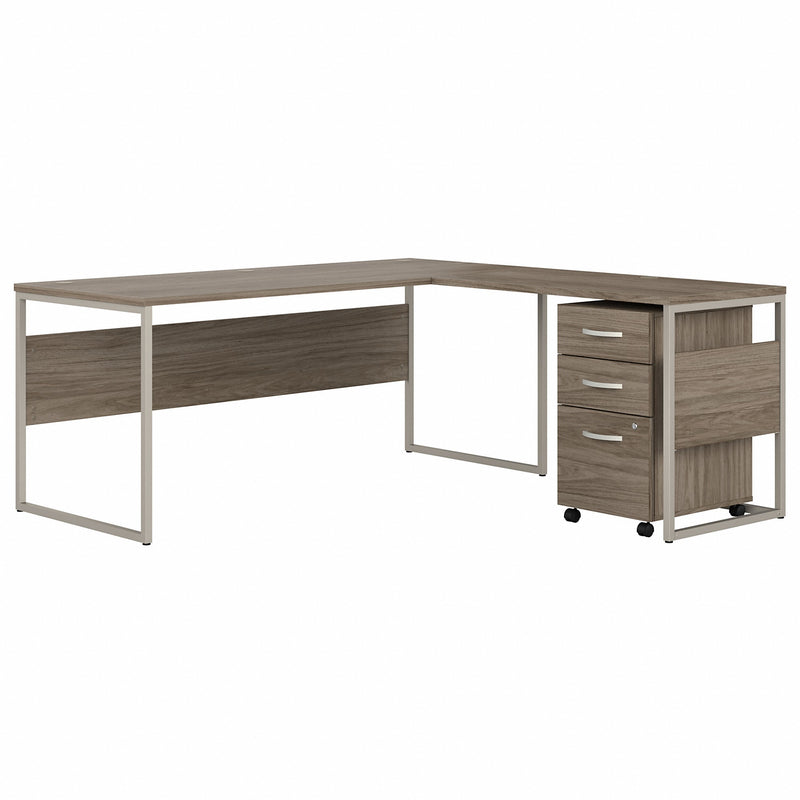 Bush Business Furniture Hybrid 72W x 30D L Shaped Table Desk with Mobile File Cabinet