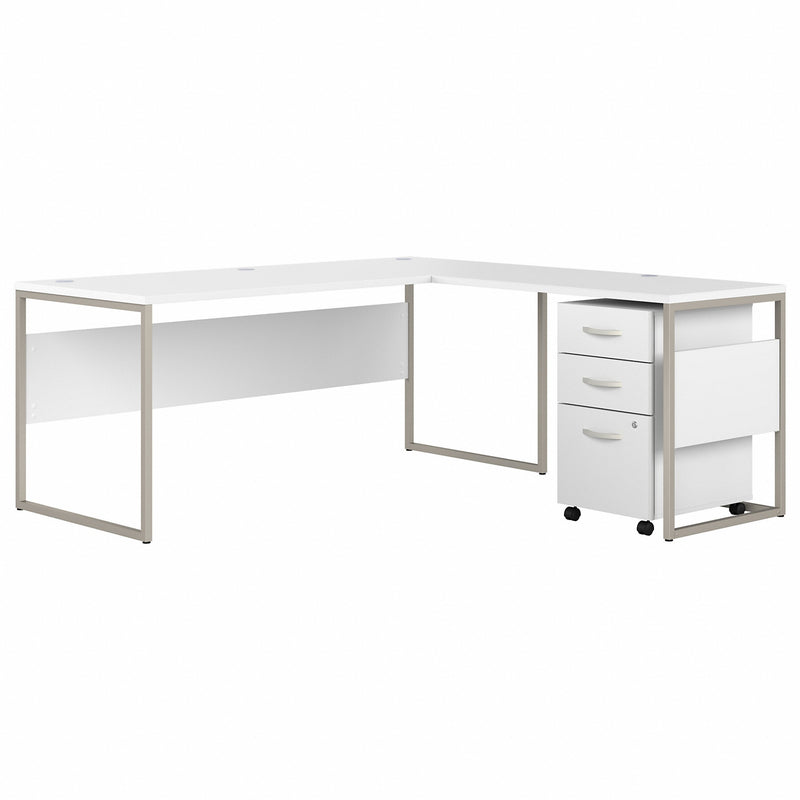 Bush Business Furniture Hybrid 72W x 30D L Shaped Table Desk with Mobile File Cabinet