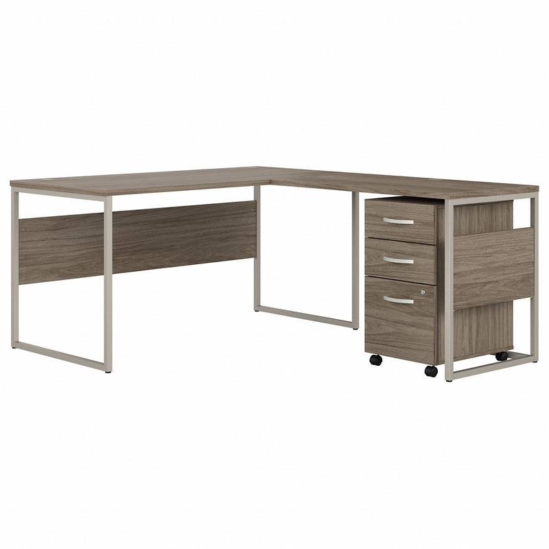 Bush Business Furniture Hybrid 60W x 30D L Shaped Table Desk with Mobile File Cabinet