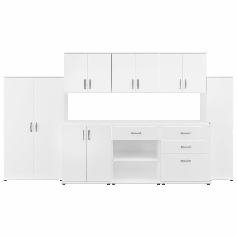 Bush Business Furniture Universal 8 Piece Modular Laundry Room Storage Set with Floor and Wall Cabinets