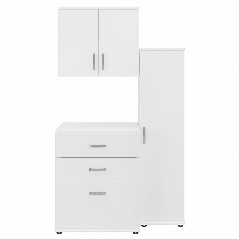 Bush Business Furniture Universal 3 Piece Modular Laundry Room Storage Set with Floor and Wall Cabinets