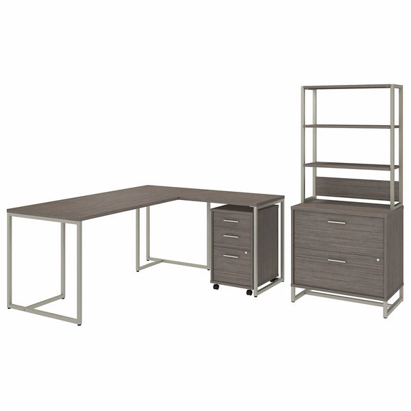 Office by kathy ireland® Method 72W L Shaped Desk with 30W Return, File Cabinets and Hutch