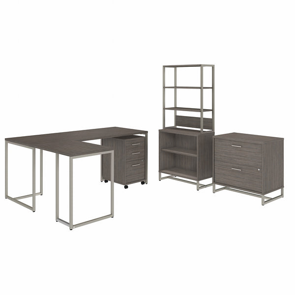 Office by kathy ireland® Method 72W L Shaped Desk with 30W Return, File Cabinets and Bookcase