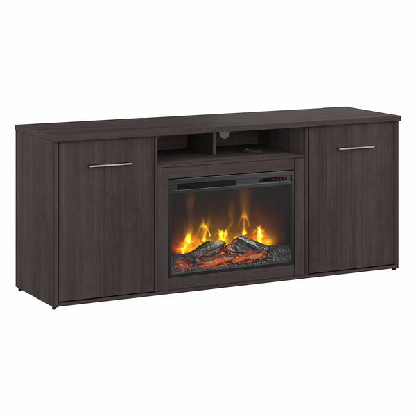 Bush Business Furniture Office 500 72W Storage Cabinet with Doors and Electric Fireplace