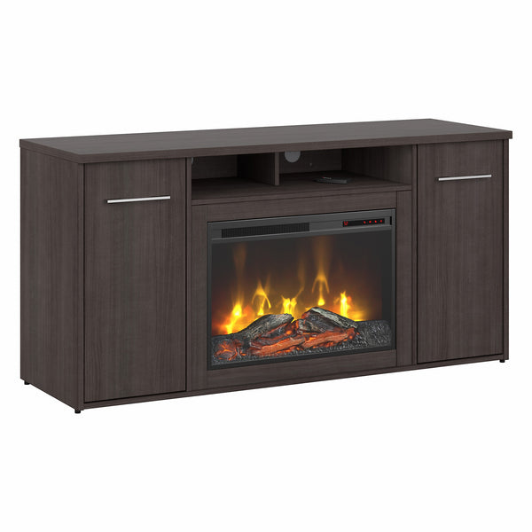 Bush Business Furniture Office 500 60W Storage Cabinet with Doors and Electric Fireplace