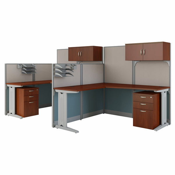 Bush Business Furniture Office in an Hour 2 Person L Shaped Cubicle Workstations