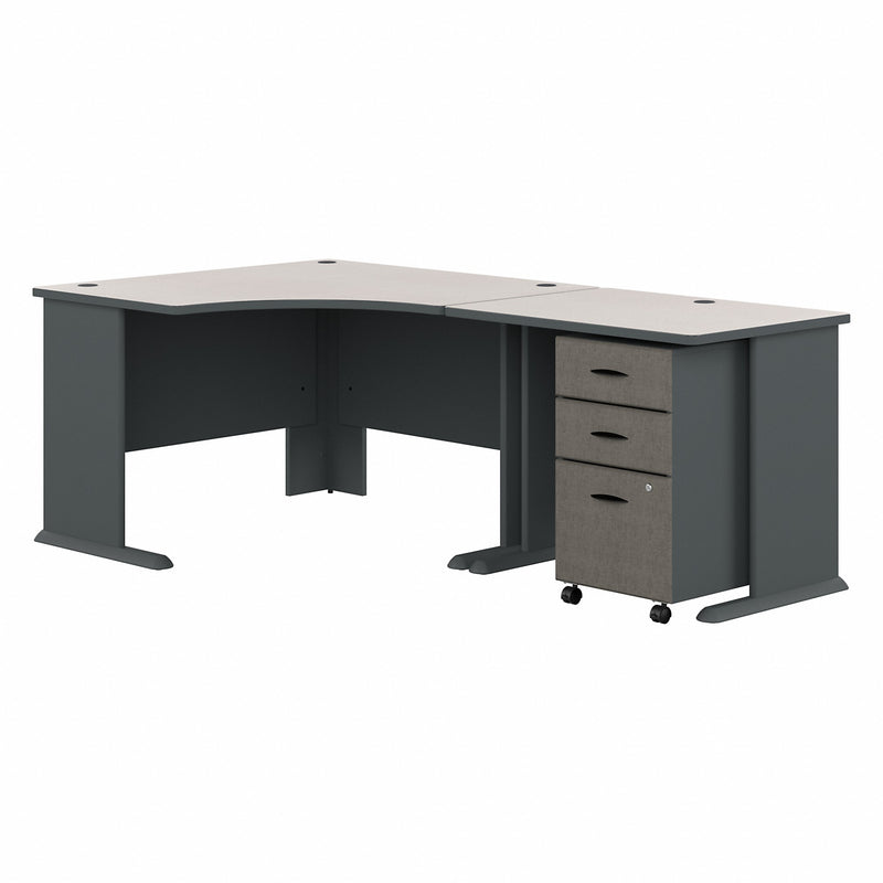 Bush Business Furniture Series A 48W Corner Desk with 36W Return and Mobile File Cabinet