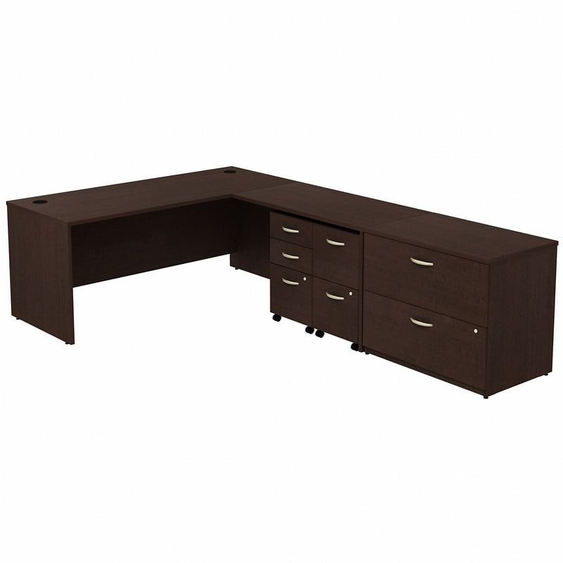 Bush Business Furniture Series C L Shaped Desk with 2 Mobile Pedestals and Lateral File Cabinet