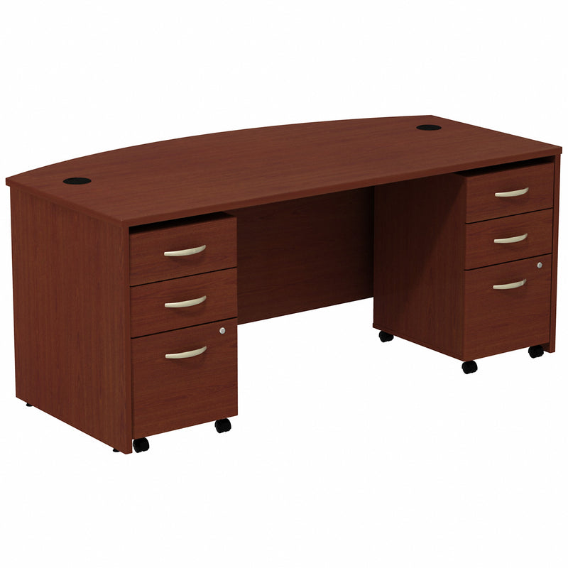 Bush Business Furniture Series C Bow Front Desk with (2) 3 Drawer Mobile Pedestals