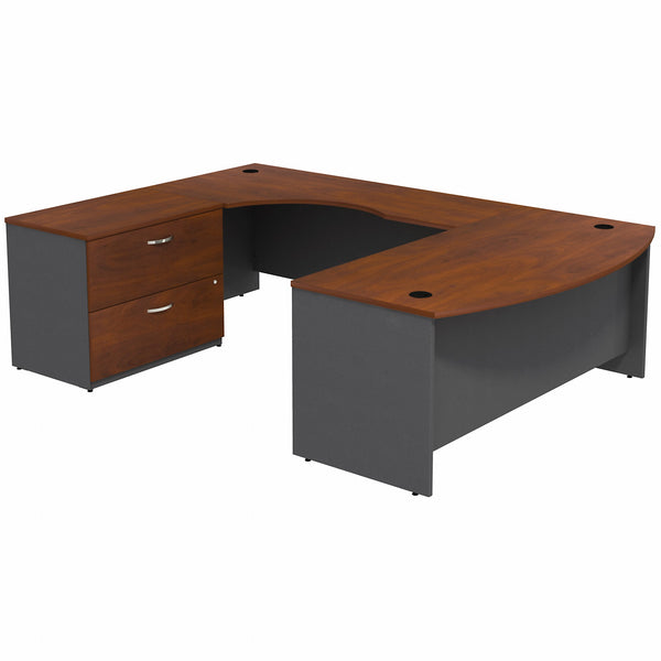 Bush Business Furniture Series C Bow Front Left Handed U Shaped Desk with 2 Drawer Lateral File Cabinet