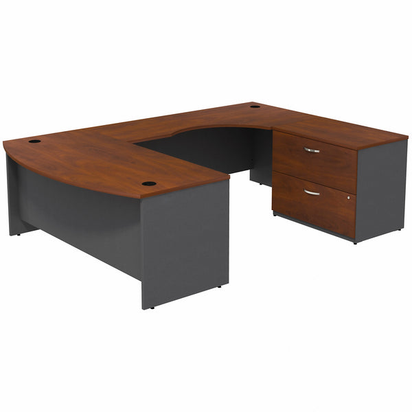 Bush Business Furniture Series C Bow Front Right Handed U Shaped Desk with 2 Drawer Lateral File Cabinet