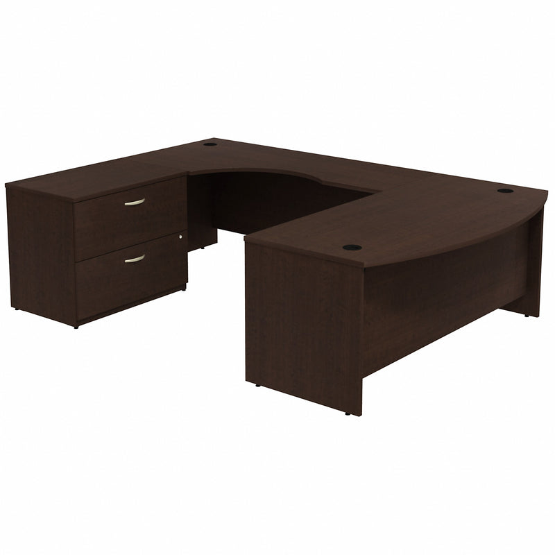 Bush Business Furniture Series C Bow Front Left Handed U Shaped Desk with 2 Drawer Lateral File Cabinet