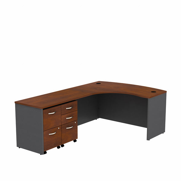 Bush Business Furniture Series C Bow Front Left Handed L Shaped Desk with 2 Mobile Pedestals