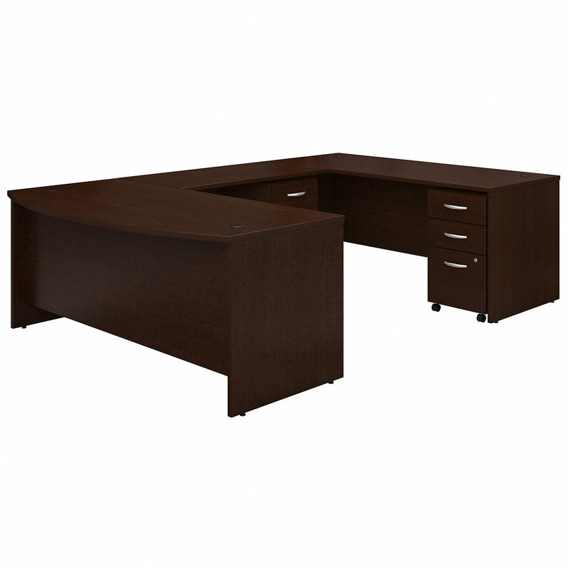 Bush Business Furniture Series C 72W x 36D Bow Front U Shaped Desk with Mobile File Cabinets