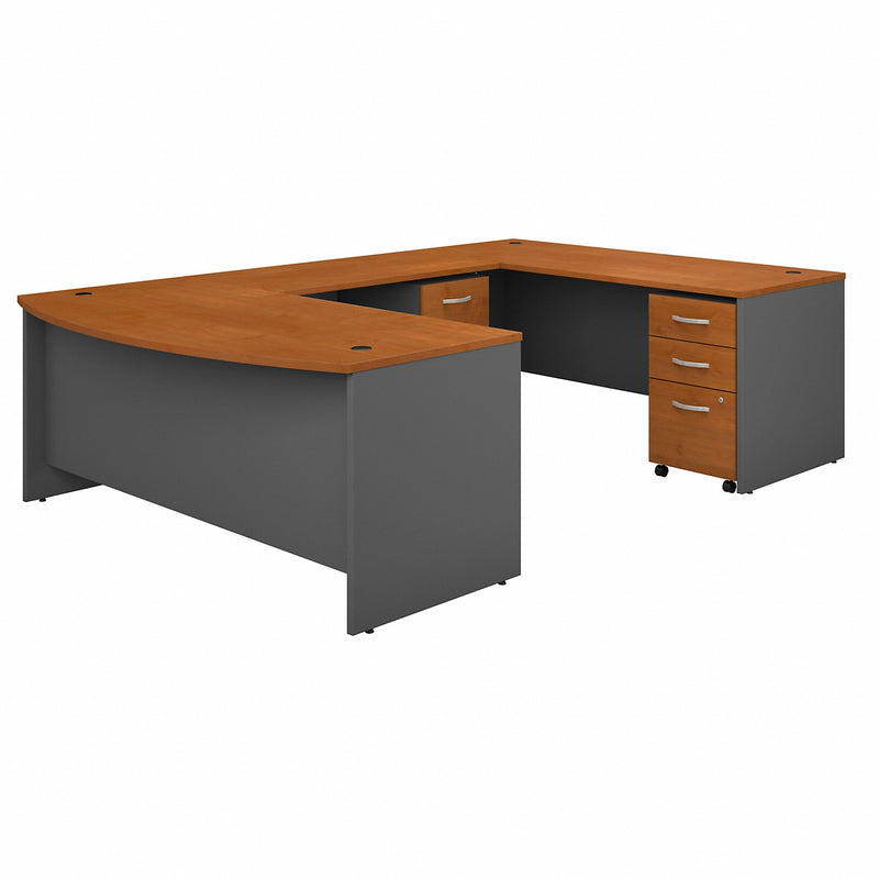 Bush Business Furniture Series C 72W x 36D Bow Front U Shaped Desk with Mobile File Cabinets