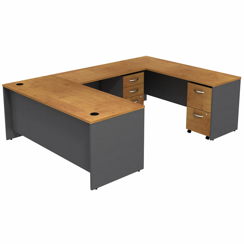 Bush Business Furniture Series C U Shaped Desk with 2 Mobile Pedestals