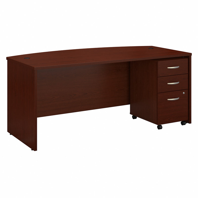 Bush Business Furniture Series C 72W x 36D Bow Front Desk with Mobile File Cabinet