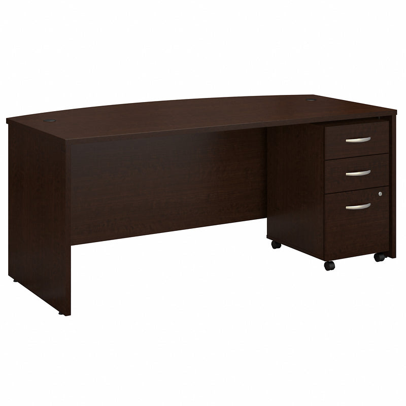 Bush Business Furniture Series C 72W x 36D Bow Front Desk with Mobile File Cabinet
